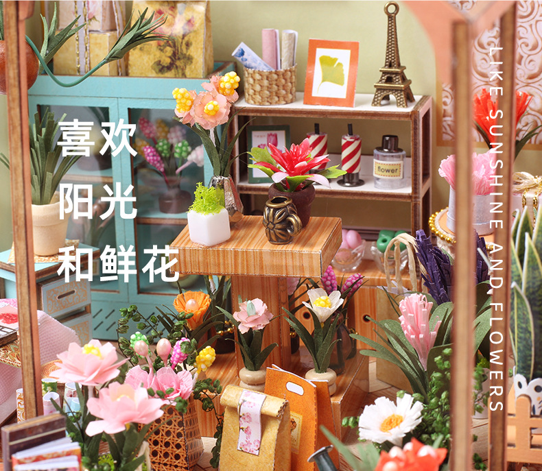 批发diy小屋手工制作微缩房子珍妮花房拼装模型玩具摆件圣诞礼物详情13