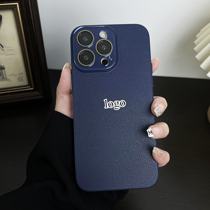 Crystal lens protection is suitable for Apple 15Promax phone case with lychee pattern, PC hard case, iPhone14 lens film scratch-resistant pic 22