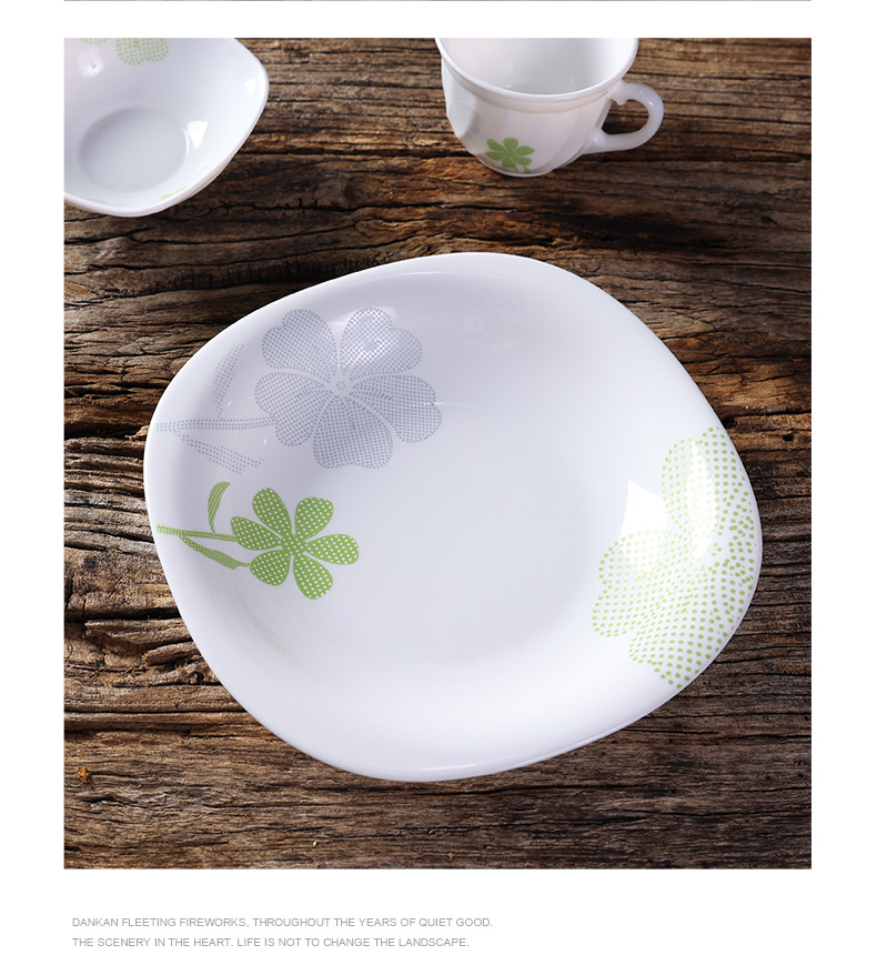 白玉玻璃瓷清雅世界翻方系列钢化玻璃翻边方盘方碗零毛孔易清餐具详情7