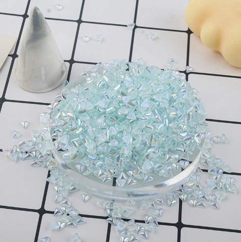 Wholesale of popular nail art accessories: Jelly mini ab color triangle resin flat bottom colorful irregular-shaped diamond nail art diamond pic 1