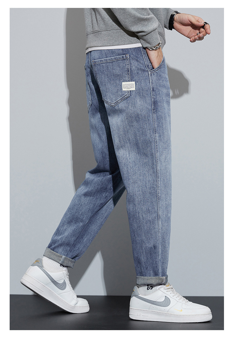 2024新款冬季牛仔裤男阔腿直筒韩版潮流时尚百搭加绒加厚哈伦裤详情19