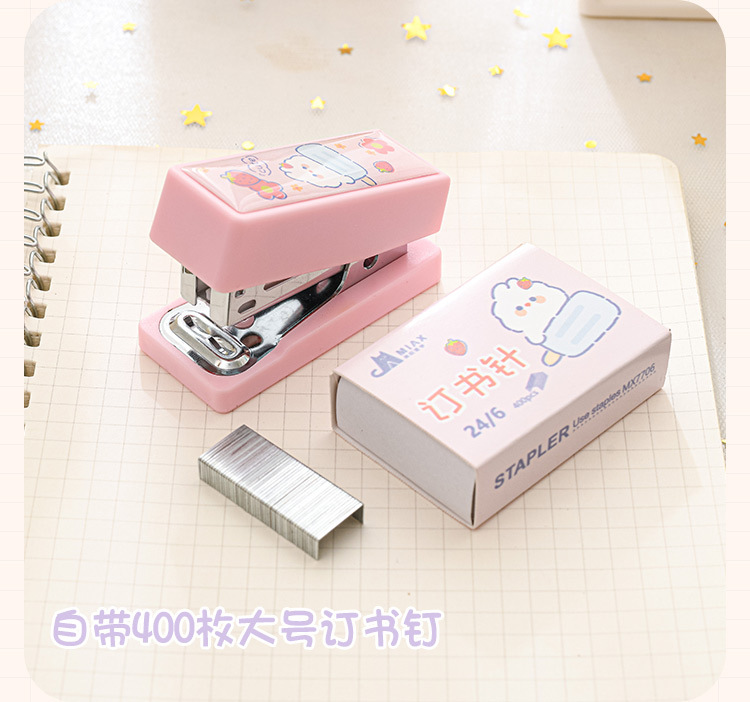 Portable and cute cartoon mini small stapler set, No. 12 student office small needle feeding stapler wholesale pic 12