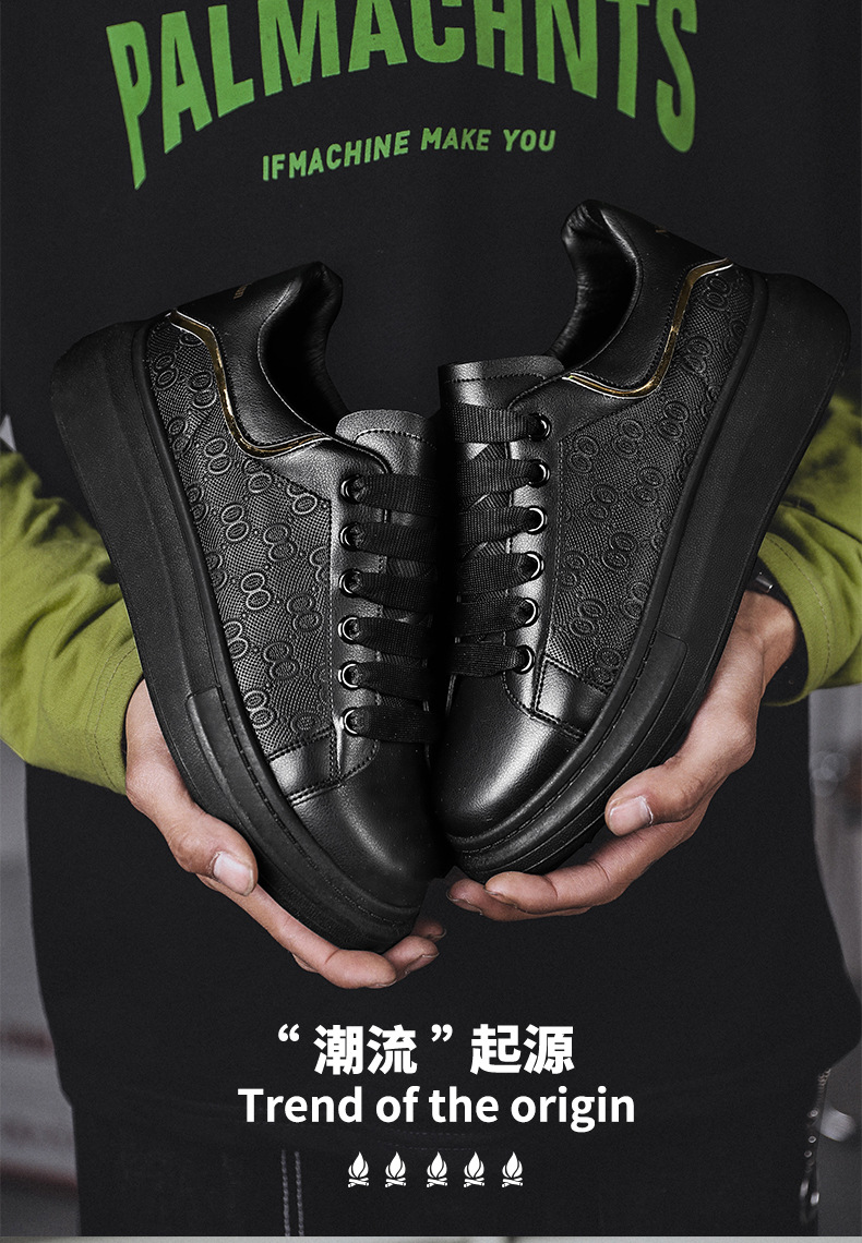 纯色印花小白鞋男生皮面滑板鞋厚底增高鞋春季新款运动休闲男鞋详情17