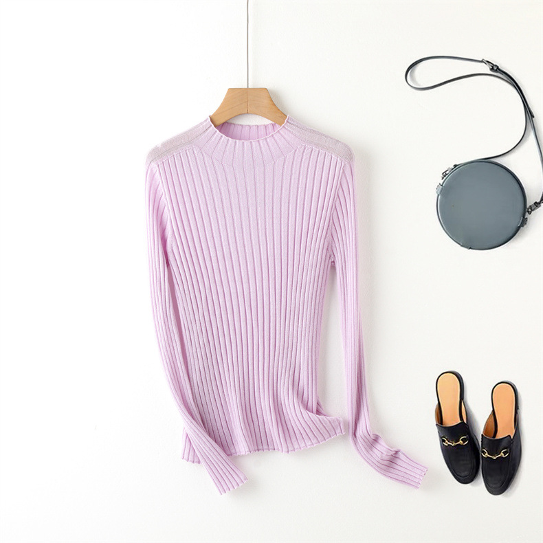 扬子纱精纺48支半高领羊毛打底衫显瘦修身百搭通勤长袖毛衣羊毛衫详情17