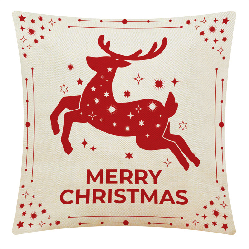 Red elk Christmas series Home cotton and linen pillowcases, car cushions, sofa cushions and cushions pic 2