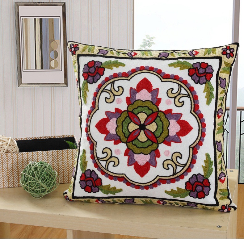 Hot-selling floral embroidery pillowcases, ins sofa, living room cushions, soft bed cushions, office cushions, ins style pic 16