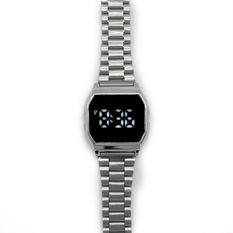 Factory direct sales of F91 metal steel band LED watch, square foreign trade fashionable electronic watch, touch watch for students, men and women pic 16