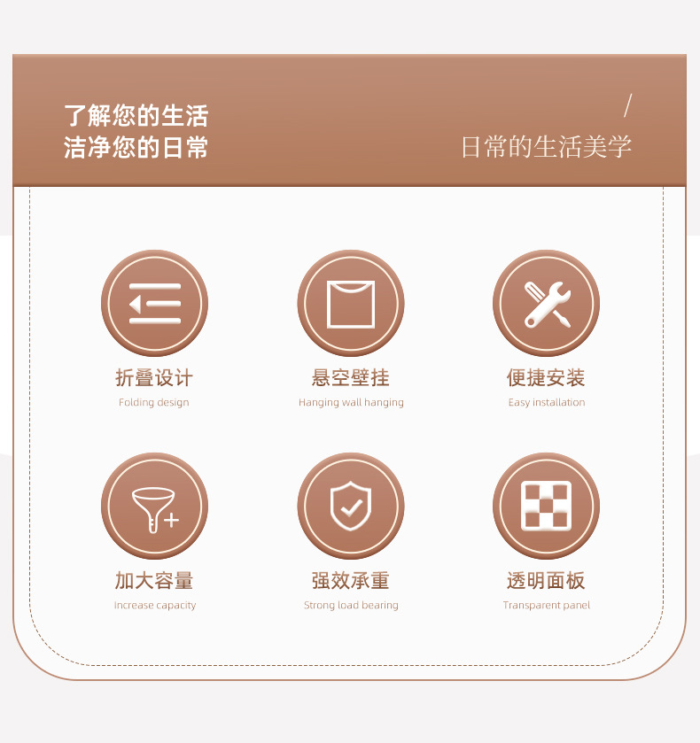 免打孔厨房垃圾桶家用壁挂式纸篓透明悬挂可折叠垃圾箱大容量批发详情2