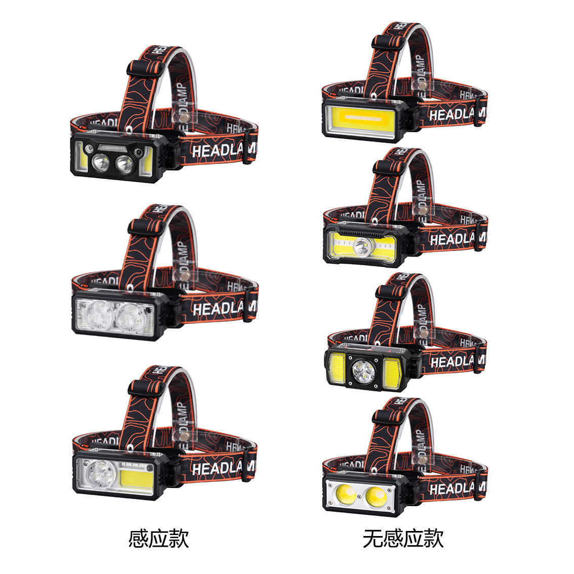 Cross-border outdoor headlamp with digital battery level display, hand-waving sensor, TYPE-C charging, fishing, night cycling and mountain climbing headlamp pic 1