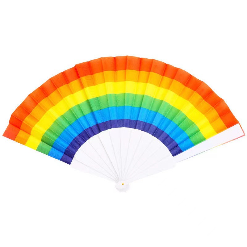 Summer color-blocking disco, cool rainbow fan, student Harajuku, wind pose, dance, square dance, folding fan, cool fan, street stall, street stall pic 10
