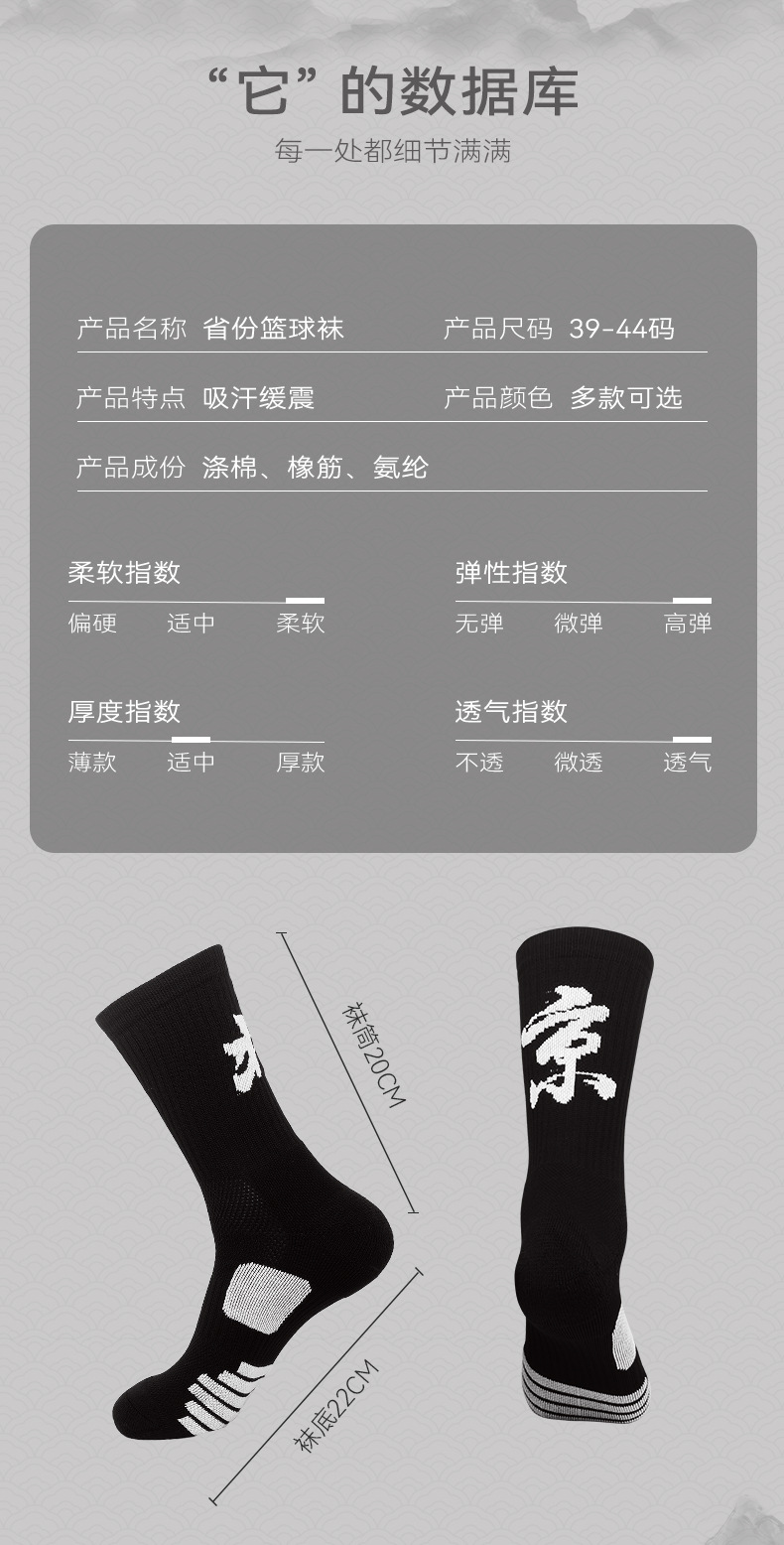Summer city basketball socks for men, text socks, practical towel soles, sports socks, mid-calf socks for men in provinces, wholesale pic 25
