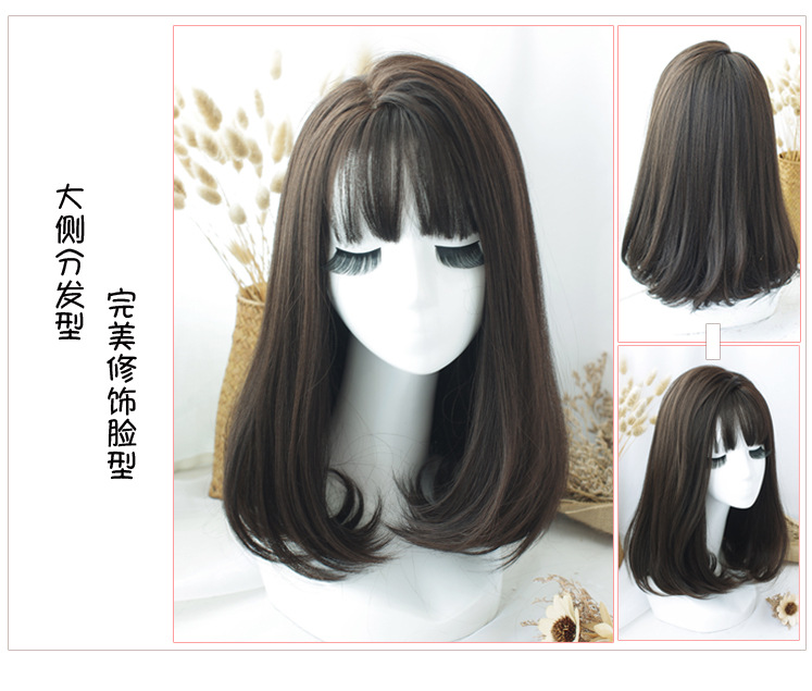 Wholesale of wigs for women, Korean air bangs, fashionable chemical fiber hair covers wholesale, full head style hair covers pic 12