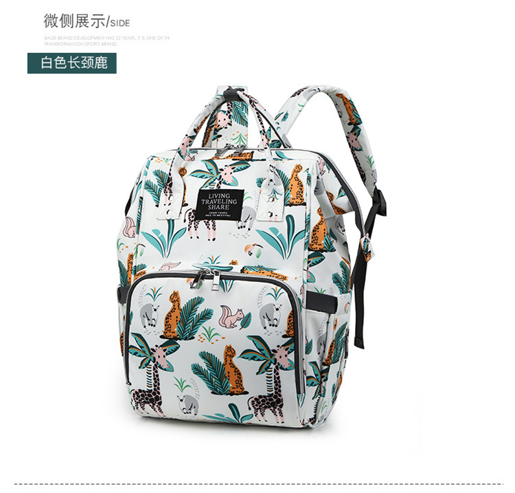 New patterned mommy bag, multi-functional waterproof dry-wet separation, large-capacity baby bottle, double-shoulder mother and baby bag, waterproof hook pic 25