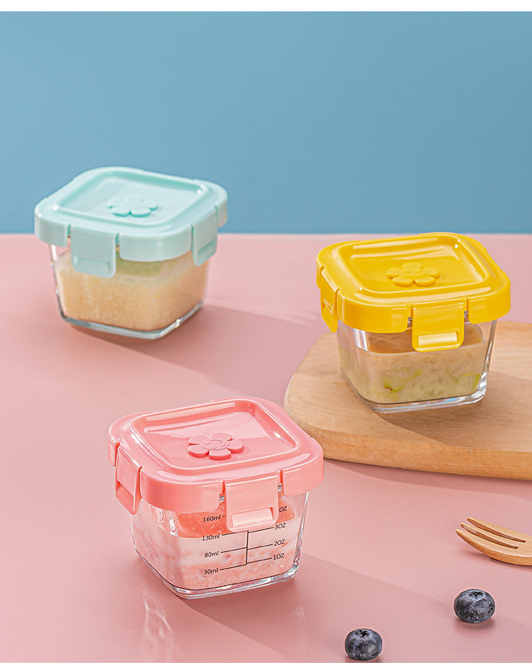 宝宝辅食盒玻璃可蒸煮冷冻格模具婴儿辅食碗蒸蛋羹微波专用储存盒详情12