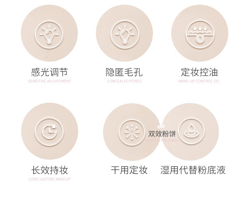 酷丽欧小雏菊双层粉饼 控油定妆遮瑕持久防水不脱妆干湿两用粉底详情8
