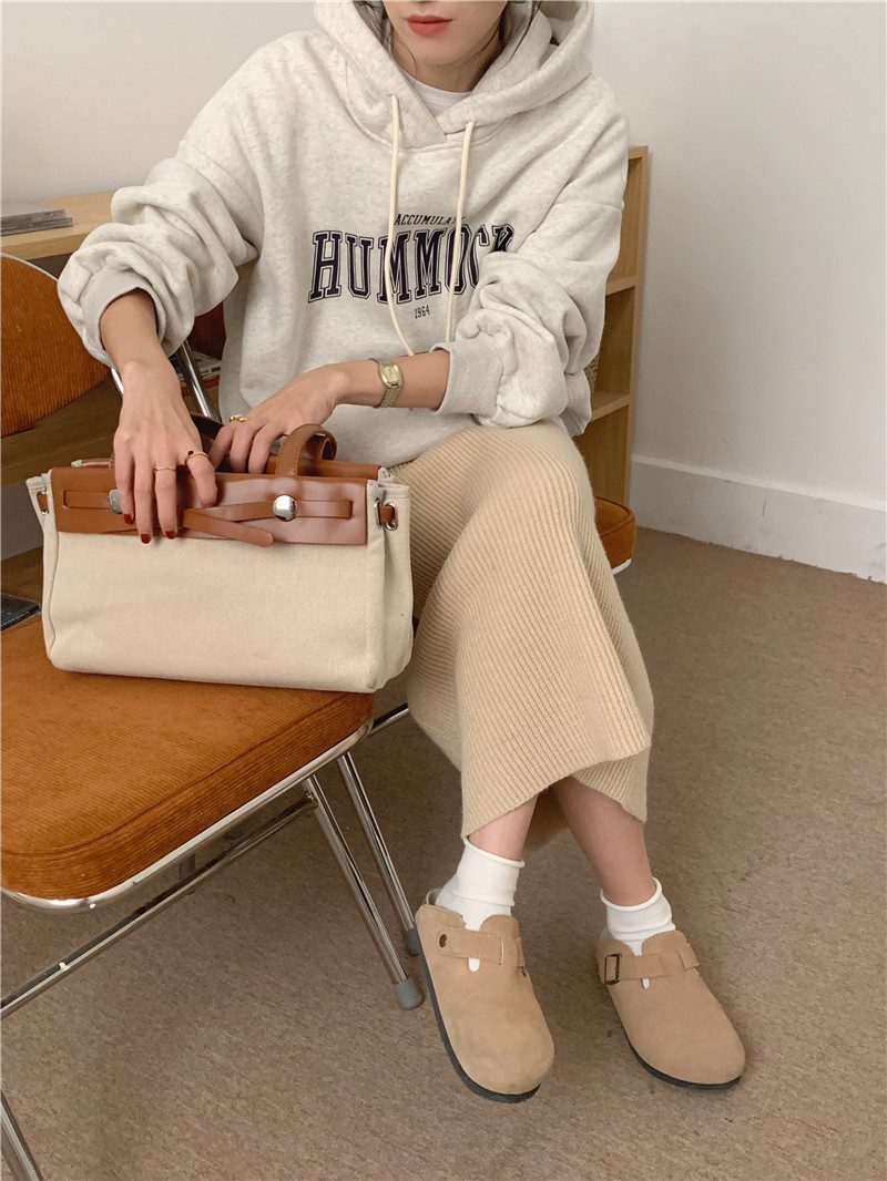 Letter-printed pullover with fleece hooded sweatshirt for women 2023 autumn/Winter new style Korean loose and versatile long-sleeved top pic 12