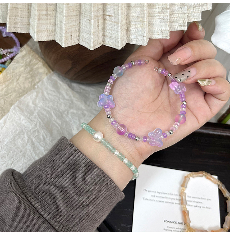 2x4mm ice-transparent abacus, domestic superior imitation jade glass rice beads, DIY jewelry accessories, handcrafted beaded hand pic 5