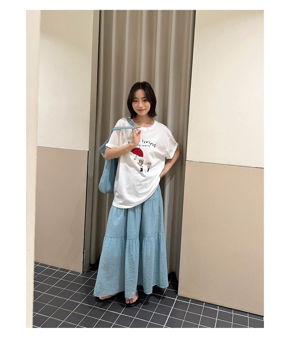 百搭日常松紧腰长款半身裙女广州十三行夏季新款氛围感宽松伞裙详情8
