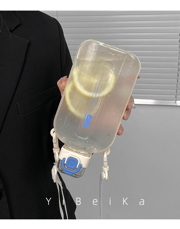 时尚简约大容量水杯创意方形运动健身杯子高颜值网红塑料水杯批发详情6