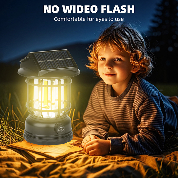 The solar-powered portable camping lamp can be charged by solar energy pic 4