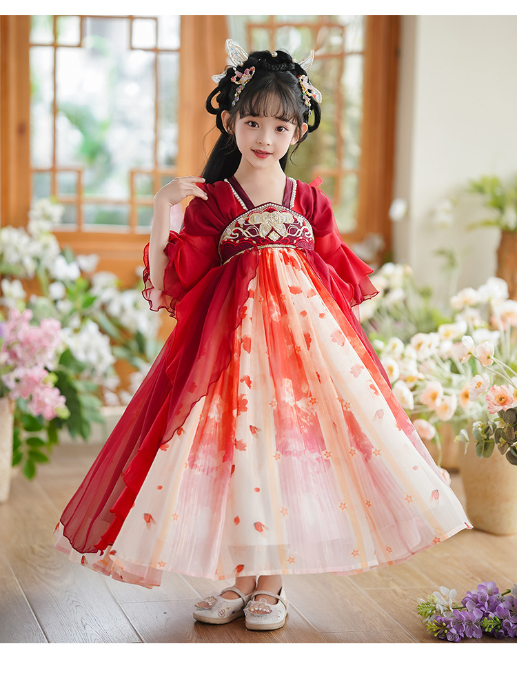 国潮女童汉服夏季新款儿童古装唐装中国风襦裙小女孩古风仙女连衣裙详情14