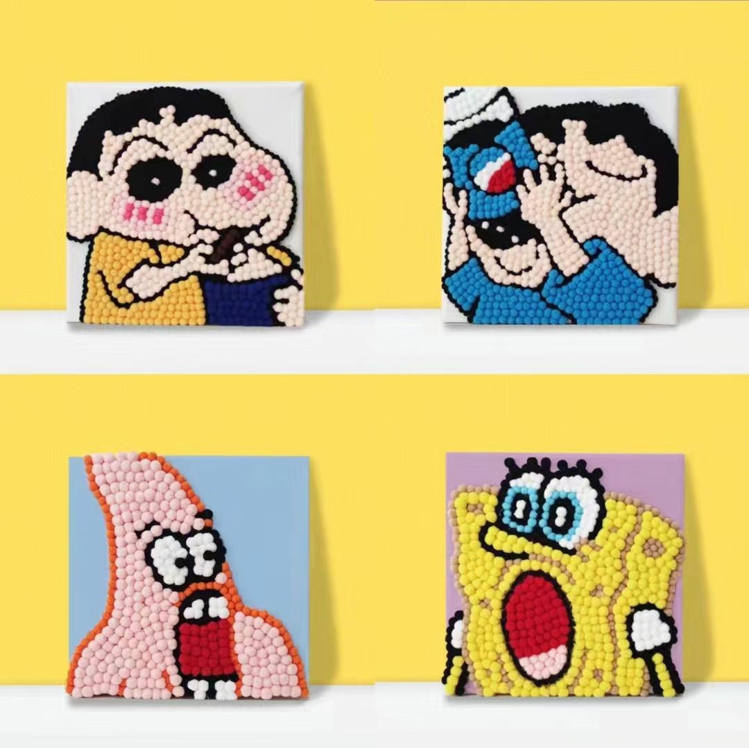 小红书爆款卡通儿童创意毛球画DIY手工材料包益智卡通全套毛球画详情5