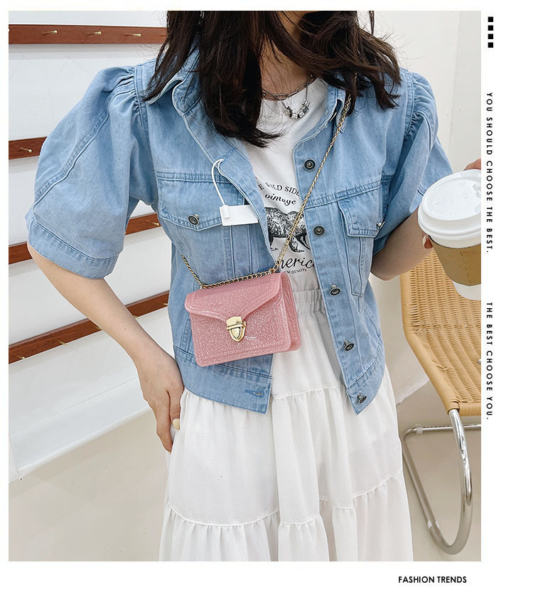 2021夏季新款PVC果冻包mini时尚花边小方包化妆包单肩斜挎ins女包详情1