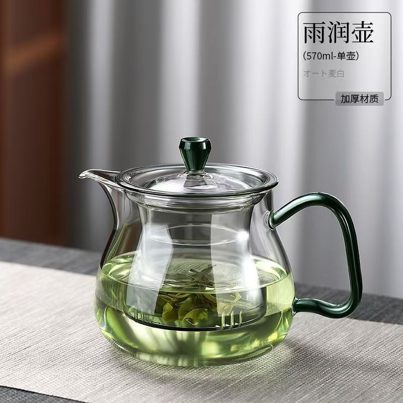 高硼硅玻璃绿茶壶家用泡茶壶日式花茶泡茶茶具耐高温加厚雨润壶详情4