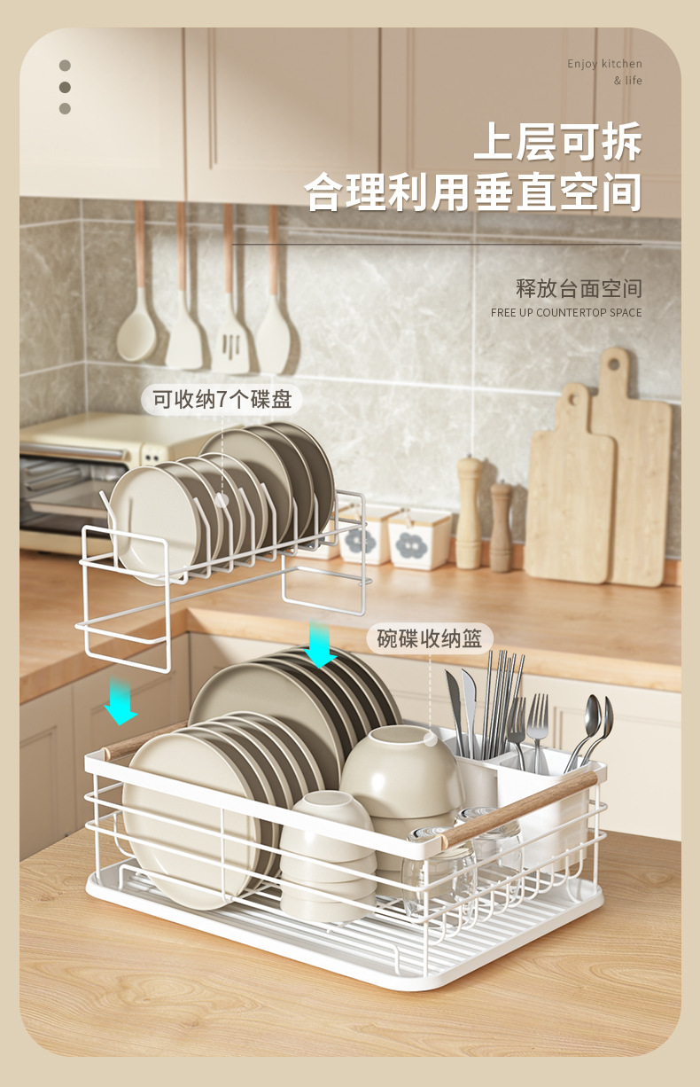 沥水碗架厨房碗碟架沥水架沥碗架家用放碟架水槽置物架碗筷滤水架详情5