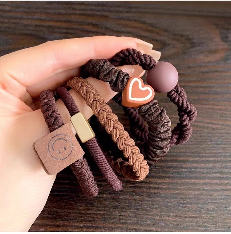 高级感发绳女2025新款高弹力耐用皮筋咖色扎头发圈简约高马尾头绳详情50