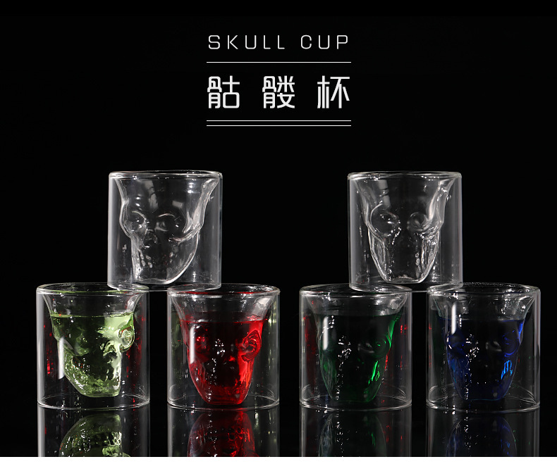 Personalized skull cup, red wine glass, creative bar spirits, skull cup, high borosilicate glass cup, double-layer cocktail cup pic 4
