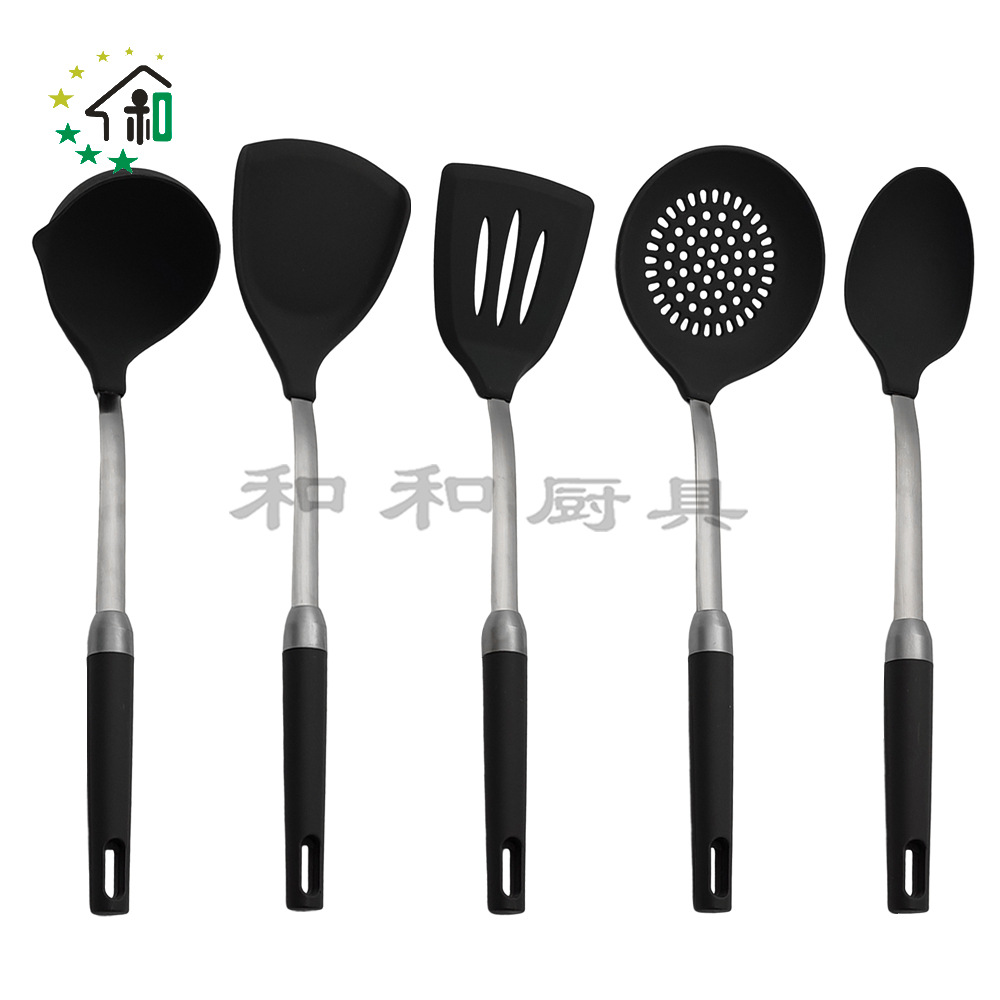 304 stainless steel spatula kitchenware set, kitchen silicone spatula household items, soup spoons, stir-frying and cooking silicone utensils pic 13