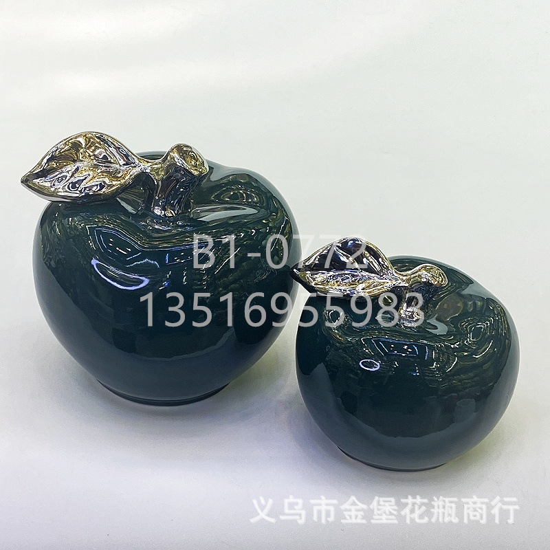 Apple gift ornaments, colored glaze ceramic fruit, red and white apple craft display set, pear decoration, office and home accessories, factory wholesale pic 15