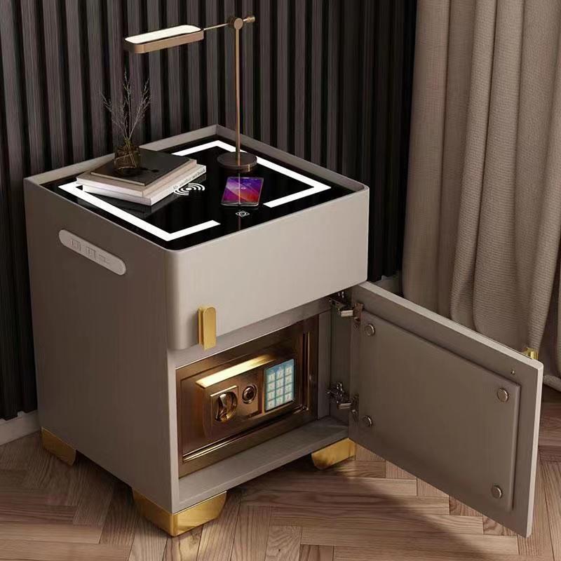 Light luxury smart bedside table, safe, multi-functional bedside cabinet, radio charger, Bluetooth speaker, three-color light, bedroom pic 4