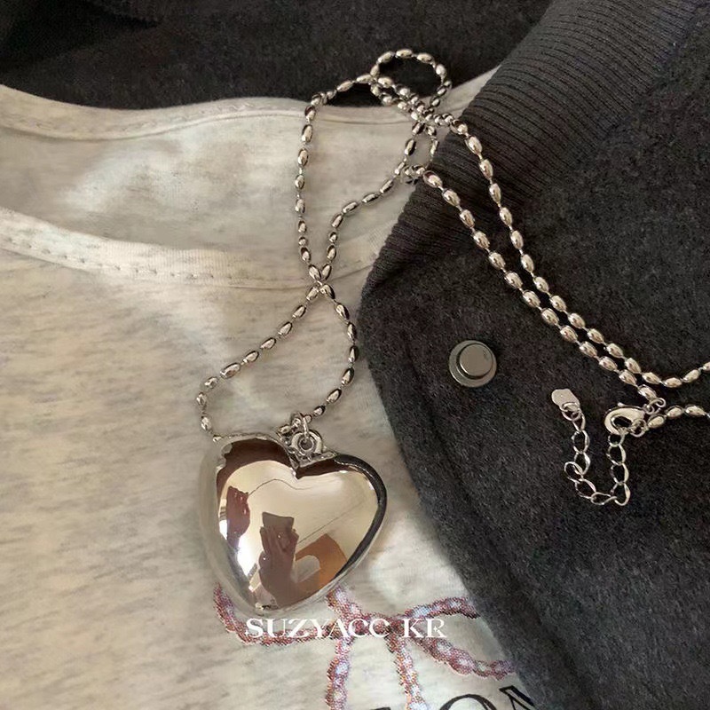 向日葵欧尼fever同款银色爱心项链女新款夏长款吊坠配饰高级配饰详情2