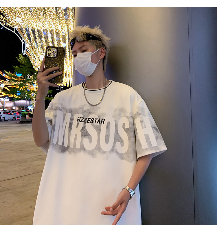 港风短袖t恤男夏季2024新款美式潮牌男生oversize青少年宽松体恤详情18