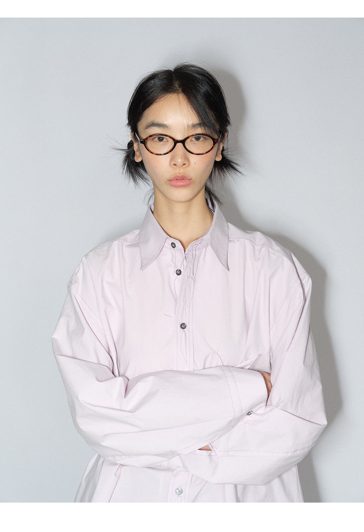 [识时]新品盐缩匹马棉宽松休闲百搭翻领长袖纯色衬衫上衣女V8465详情19