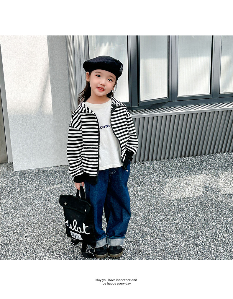 Niños primavera/otoño niños tops hombres bebé zipper abrigos niñas rayas multiplo korean version hoodie hoodies pic 8