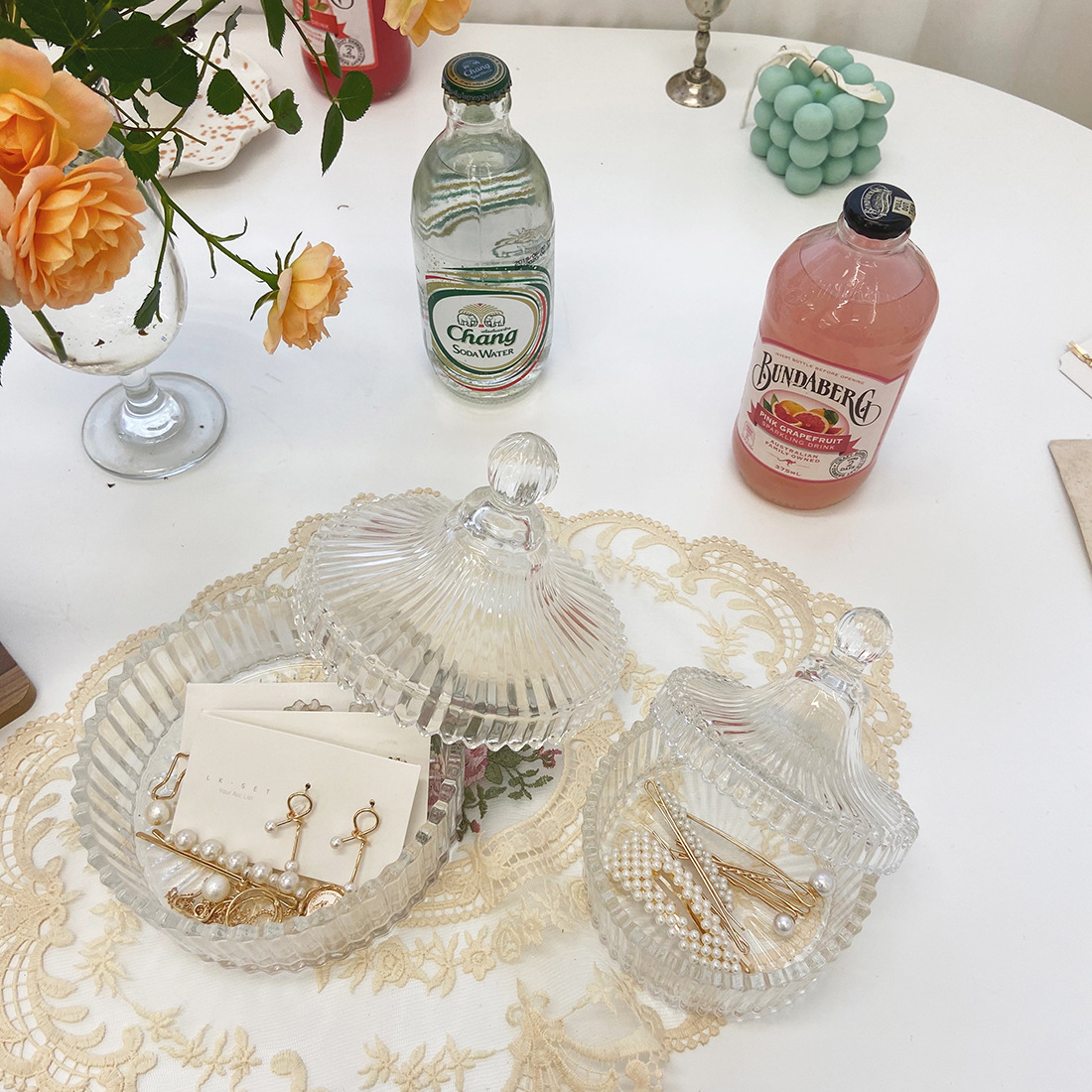 透明玻璃糖缸收纳罐糖果罐婚庆罐蜡玻璃缸带盖玻璃器皿现货批发详情10