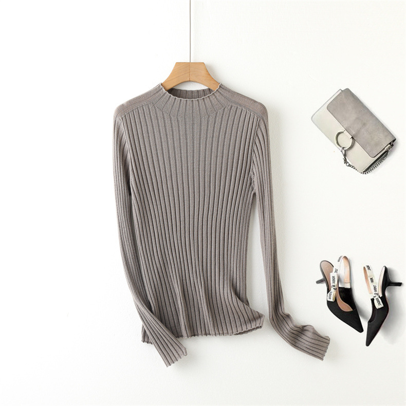 扬子纱精纺48支半高领羊毛打底衫显瘦修身百搭通勤长袖毛衣羊毛衫详情21