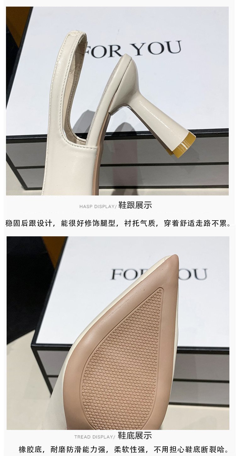 2023春夏季新款尖头高跟鞋女细跟包头凉鞋后空浅口单鞋女详情6