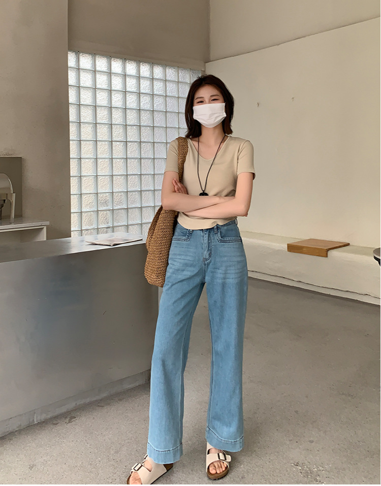 超清凉 天丝柔软牛仔裤女春夏新款弹力宽松薄款小个子直筒长裤子详情11