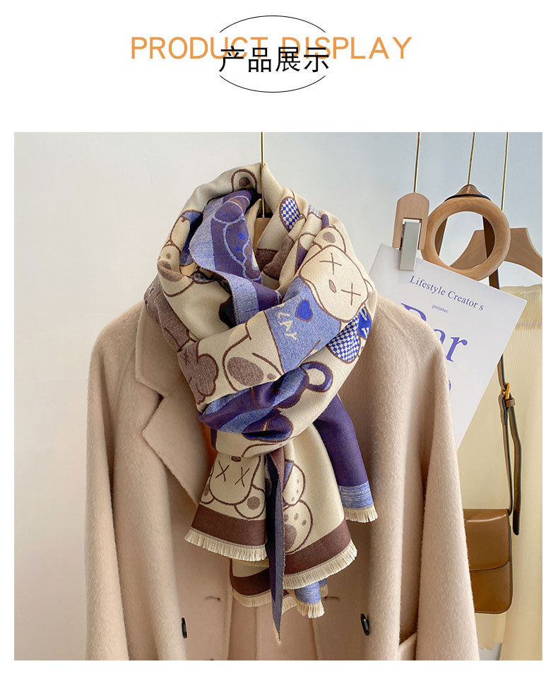The 2022 autumn and winter new shawl bestseller, the trendy brand Bear faux cashmere scarf, is fashionable and versatile for women, sold directly by the manufacturer pic 4
