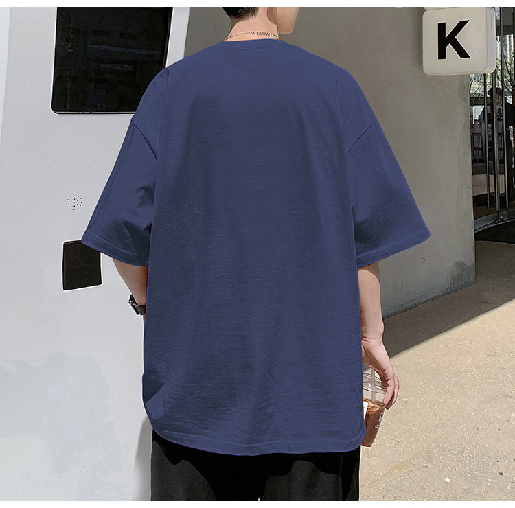 Camiseta de manga corta de estilo americano de algodón pesado hombre verano 2024 nuevo oso estampado estado de moda puerto estilo chico camiseta pic 15