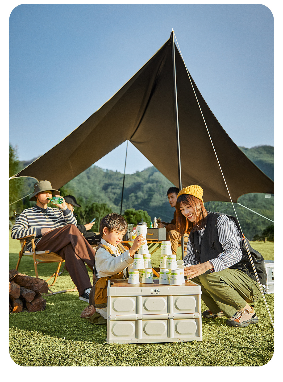 黑胶天幕帐篷户外大号露营全套装备野营野餐便携式八角防晒遮阳棚详情21