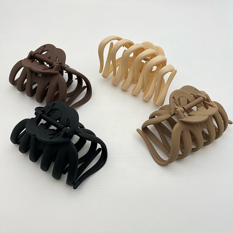 黑色橡皮漆磨砂抓夹 高级感MIN高马尾鲨鱼夹发饰后脑勺女发夹头饰详情4