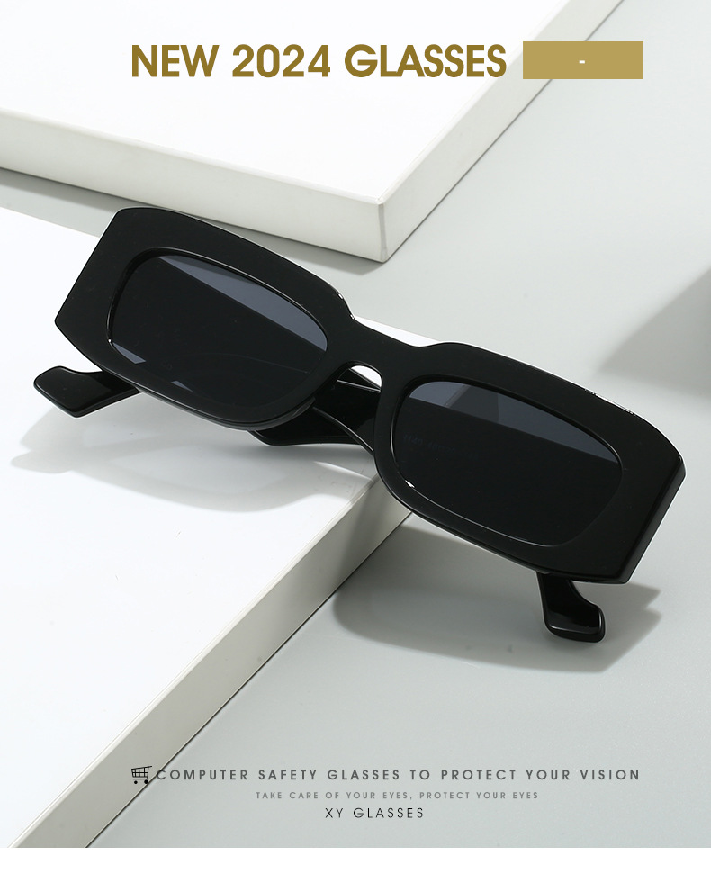 2024跨境新款简约方形太阳镜 欧美时尚品牌CU家爆款矩形百搭墨镜详情1