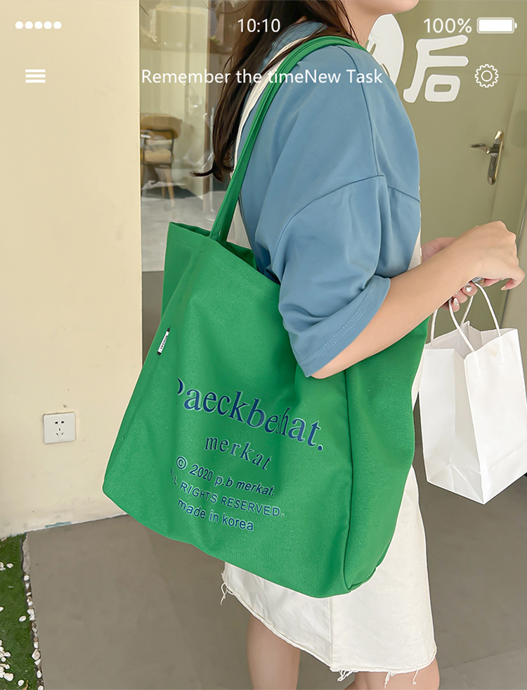 外贸潮流女包 布包新款韩版时尚简约单肩包 字母印花文艺托特包详情21