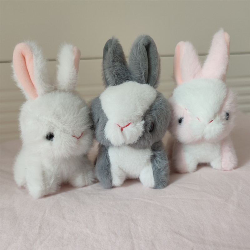 Wholesale of small simulated rabbit plush toy pendants, little white rabbit dolls, mini keychains, bags and pendants pic 1