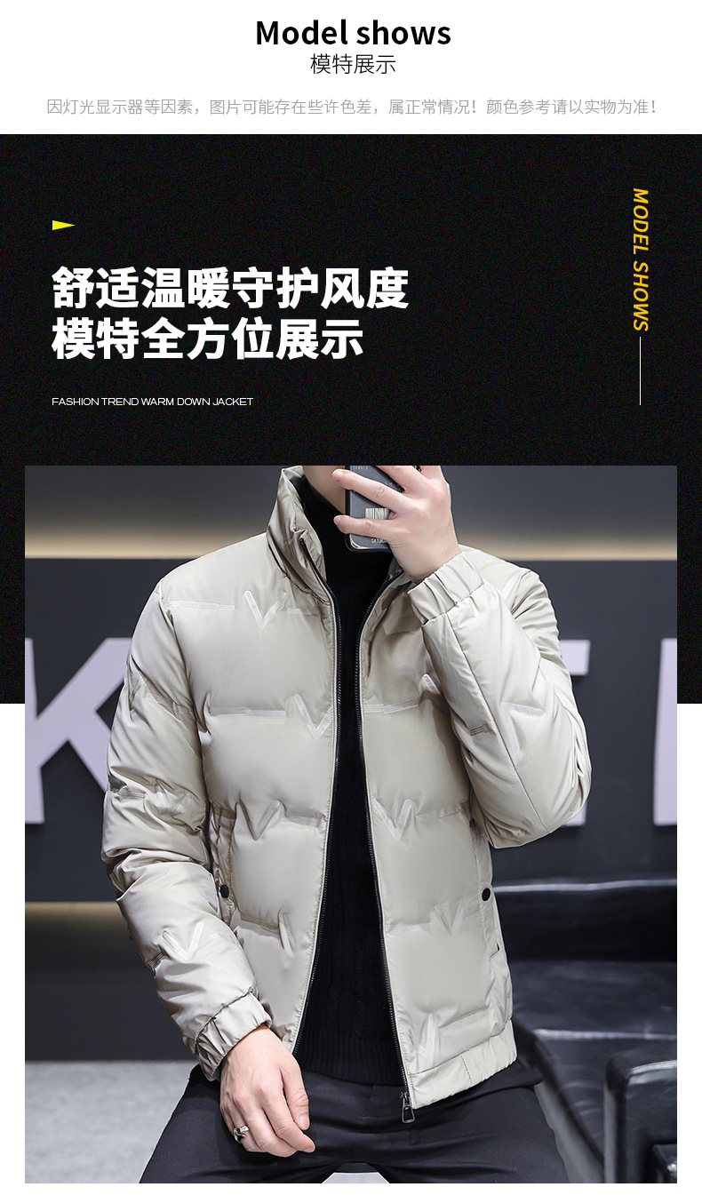 国标羽绒服男式冬季新款高端白鸭绒外套潮牌短款立领男装一件代发详情15